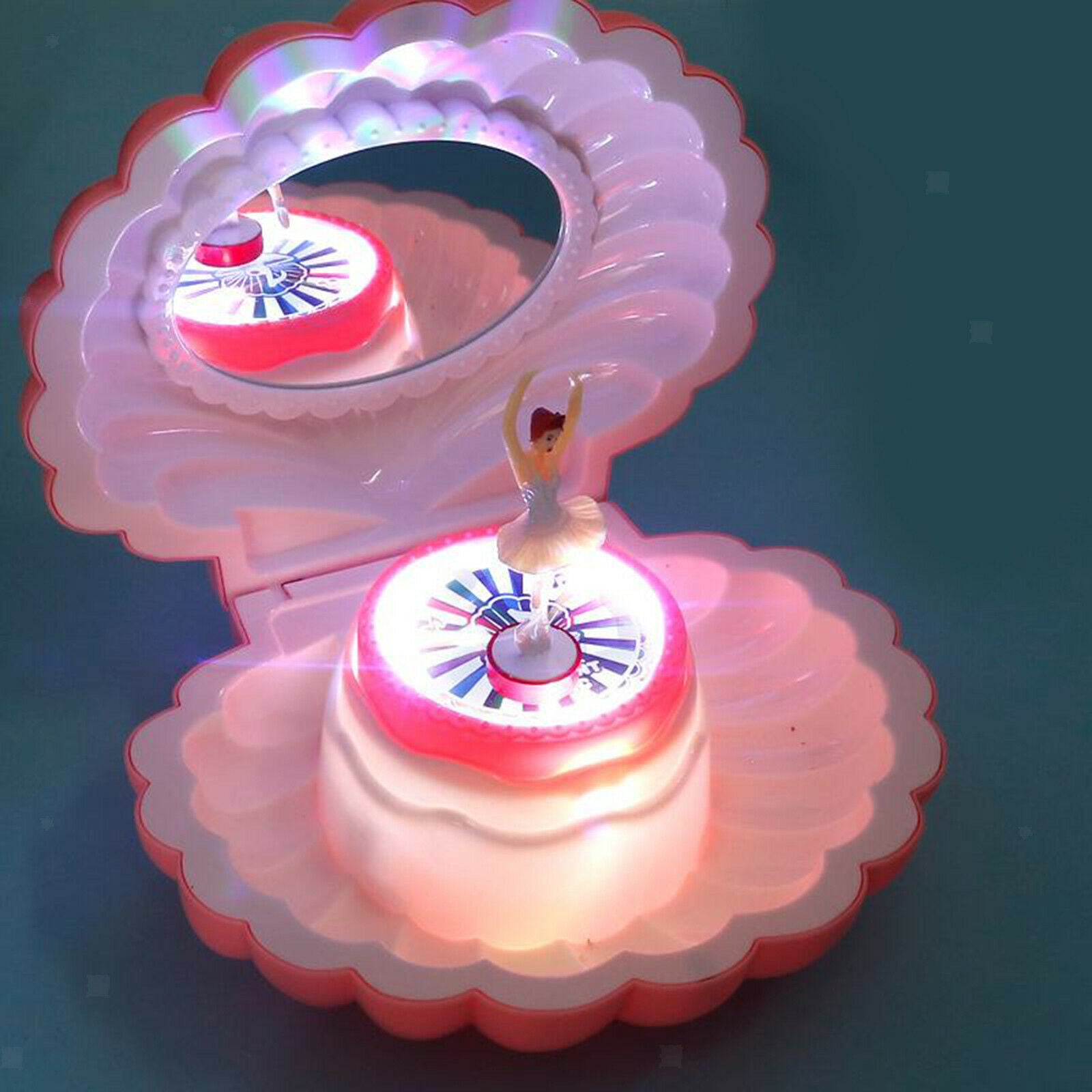 Pink Shell Music Box with Light Christmas Holiday Gift for 4-10 Years Old Girl