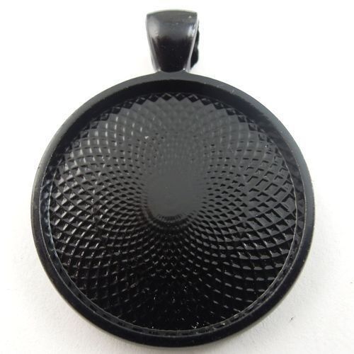 8pcs Black Round Cameo Setting Alloy Tray Pendant Jewelry Craft Inner 25*25mm