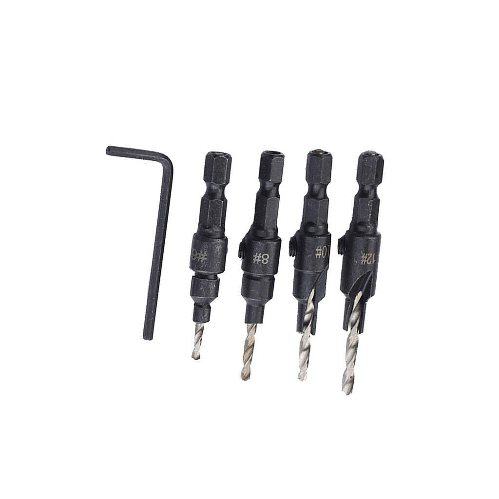 4 Pcs HSS Hex Shank Countersink Drill Bit Set Woodworking Drill Bit