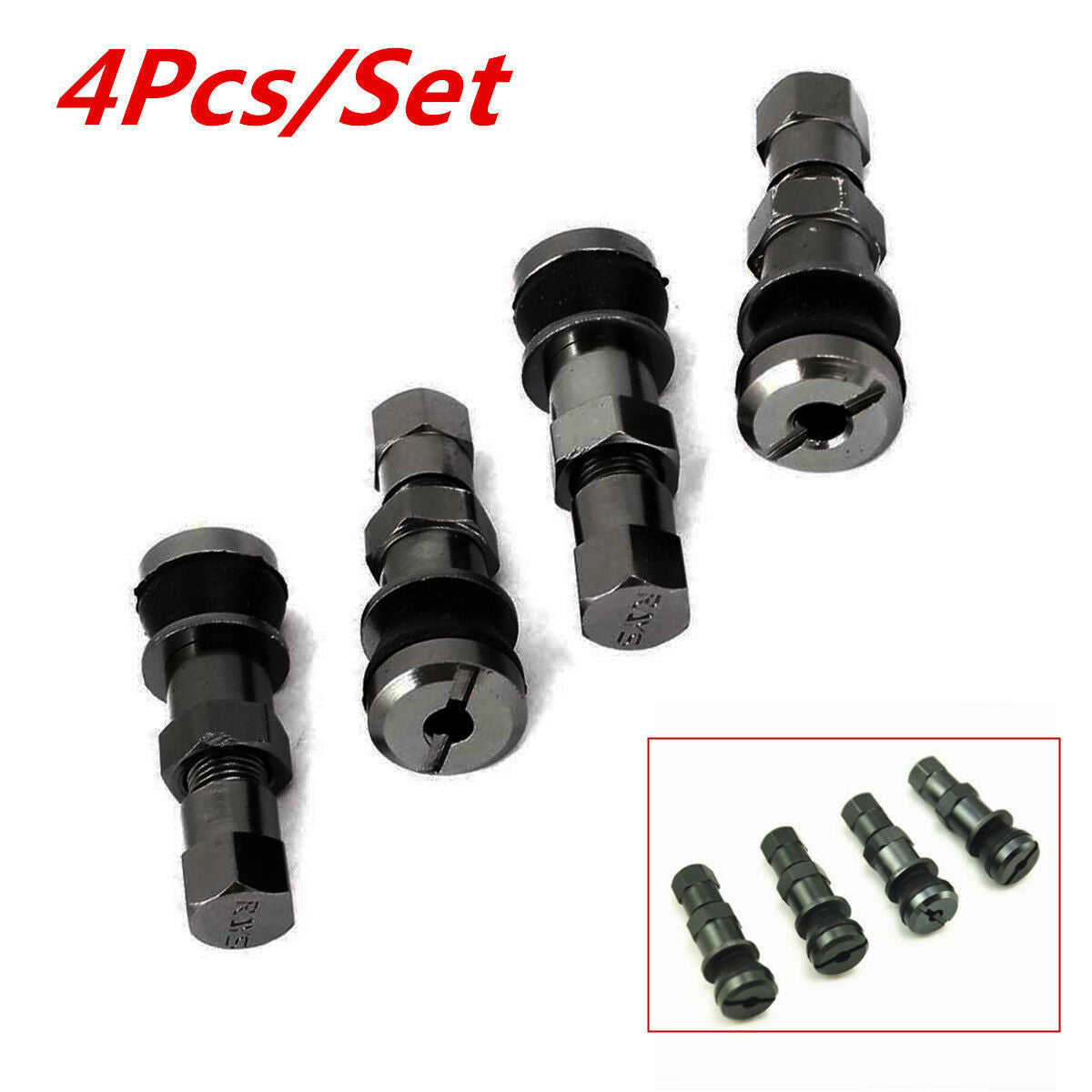 4pc Bolt-in Car Motorcycle Aluminum Tubeless Wheel Tire Valve Stem with Dust Cap