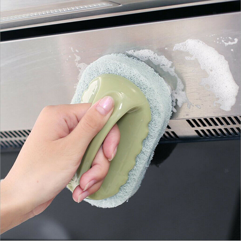 3pcs Kitchen Sink Scrubing Pad Sponge w/ Handle Bathroom Dirt Cleaning