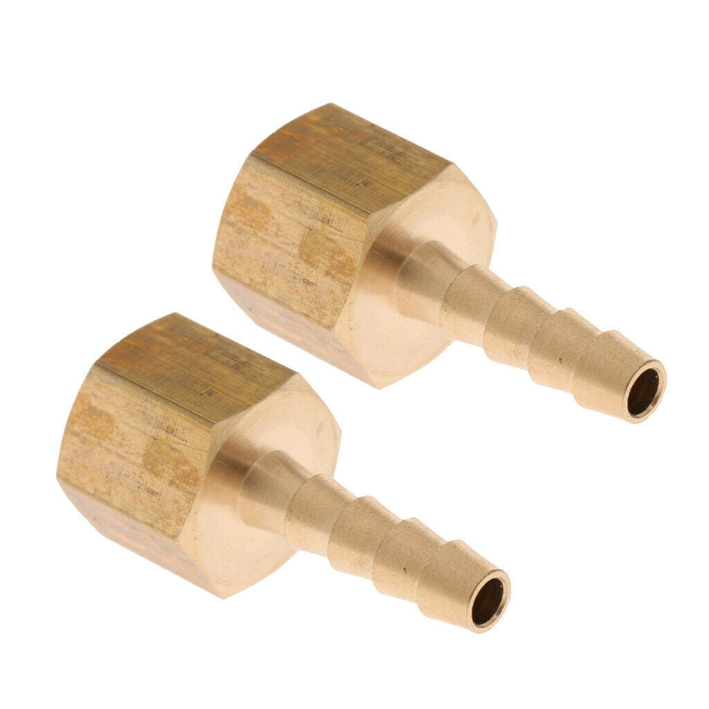 2 Pieces Brass Female Barb Fitting Straight Coupler 1/4 inch BSP to 6mm Hose,