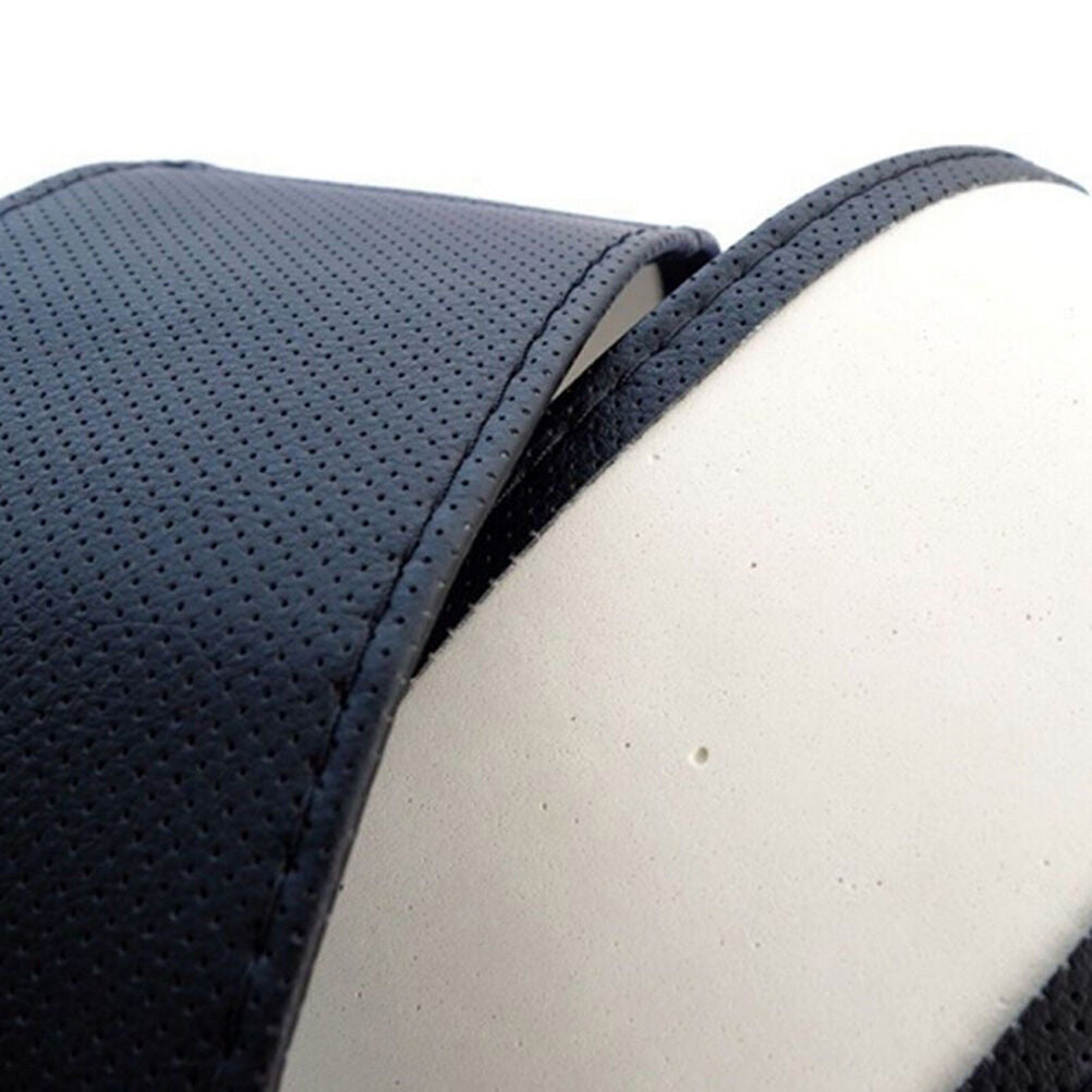 Car Truck Leather Steering Wheel Cover With Needles and Thread Black DI.l8
