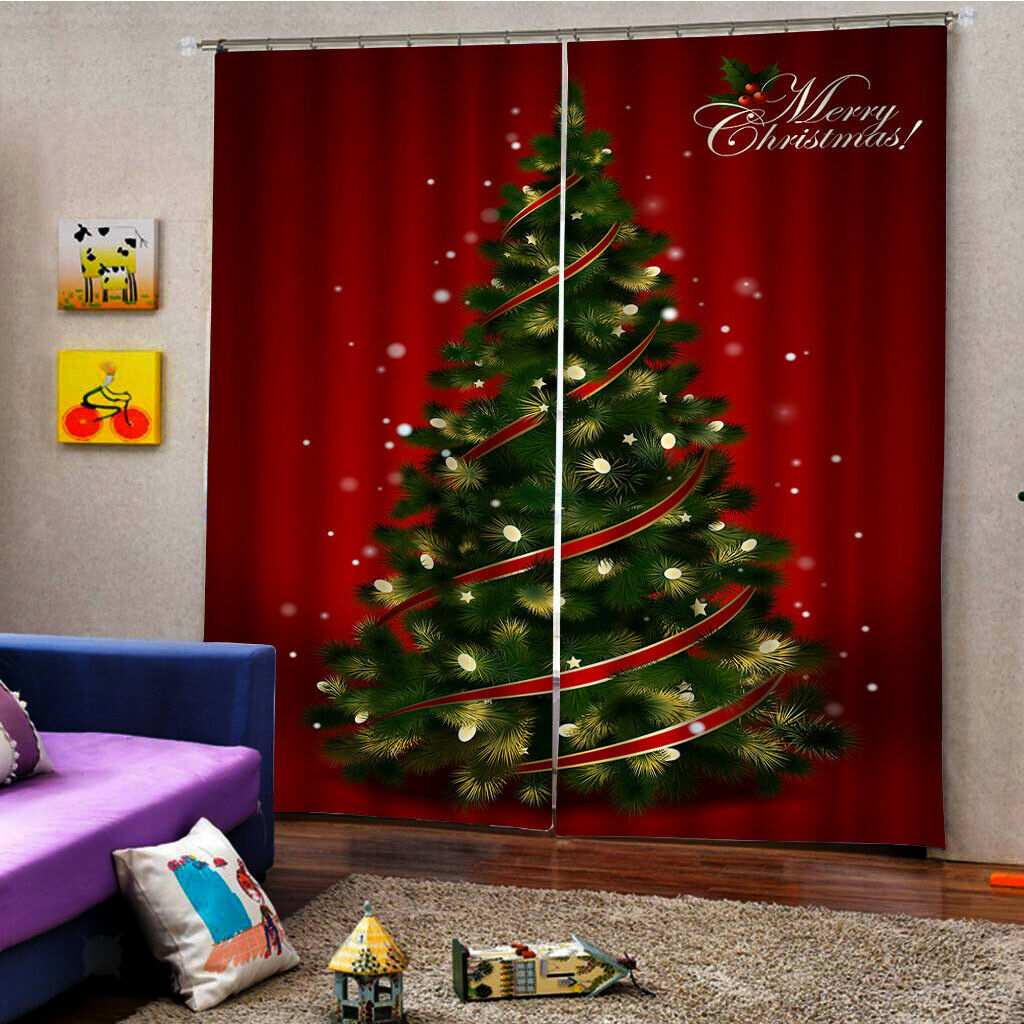 40x55" Christmas Curtains Children Room Window Waterproof 2Panels Drapes