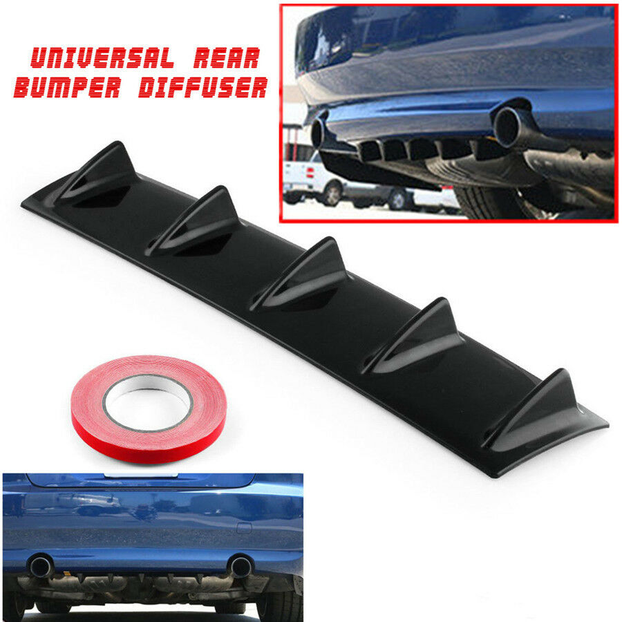 Car Rear Body Bumper Diffuser Shark Fin PU Spoiler Gloss Black Stylish Design