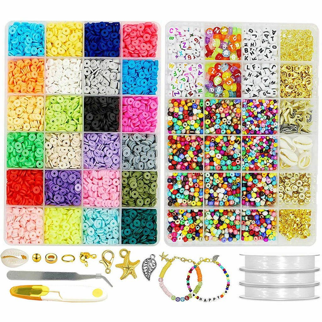 7905Pcs Clay Heishi Beads Handmade DIY Jewelry Marking Kit for 24 Colors 6mm