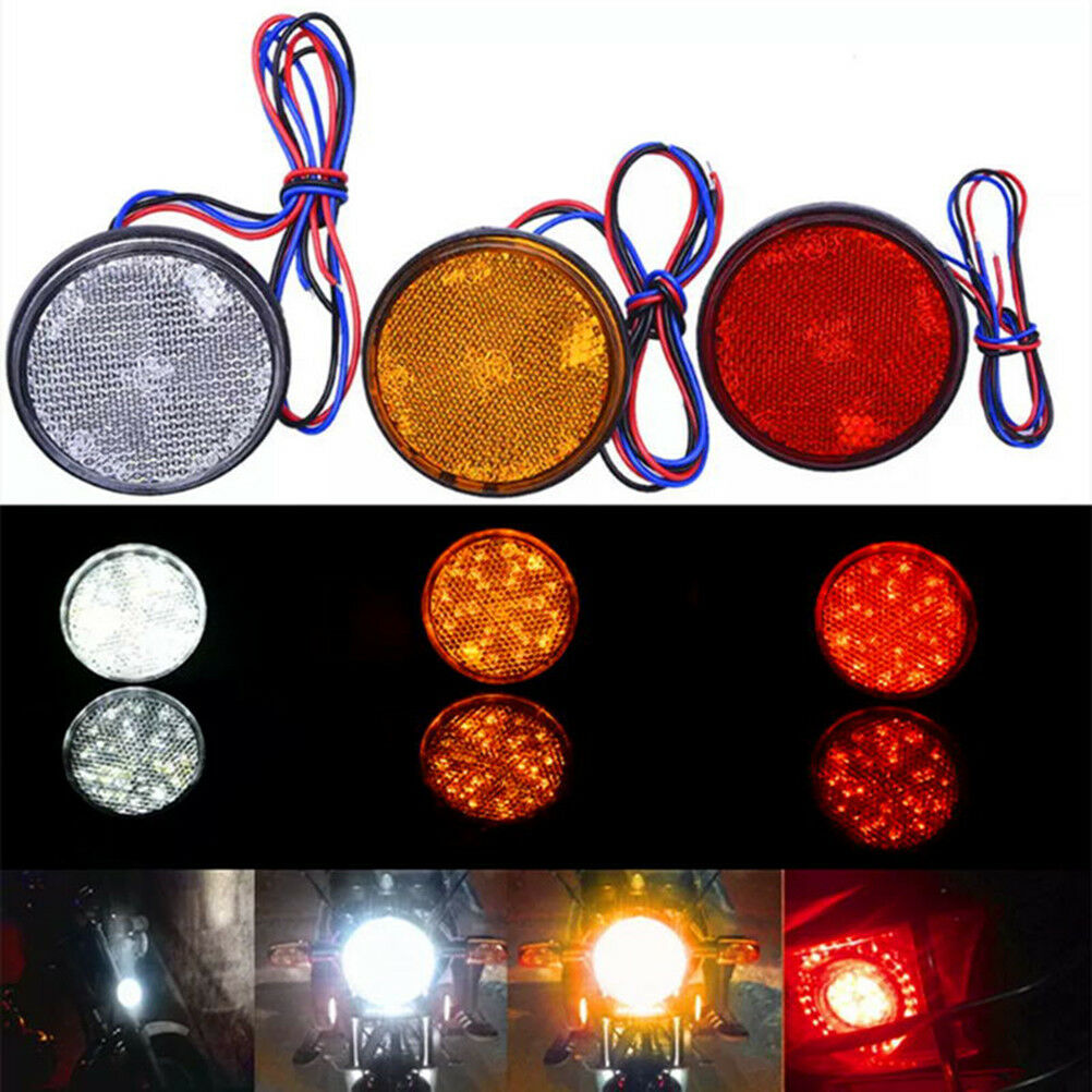 1Pc Car motorcycle red round 24LED brake turn signal stop tail lights reflectoBD
