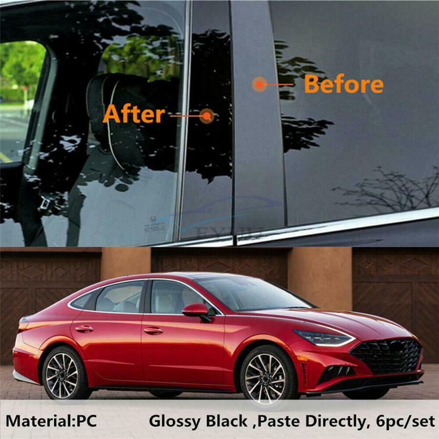 6 Pieces Gloss Black PC Car Styling Door Trim Cover For Hyundai Sonata 2020 2021