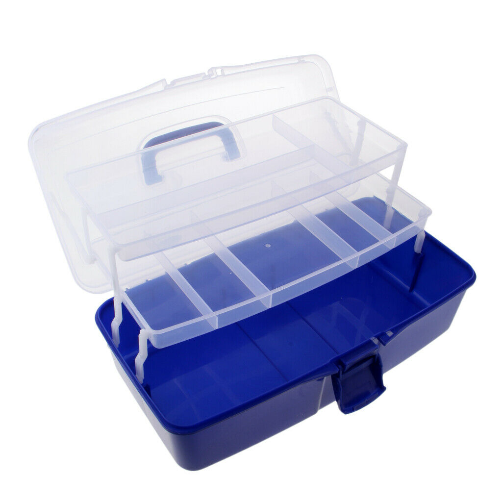 3 Tier Large Plastic Storage Box Case Nail Art Craft Makeup Organizer Blue