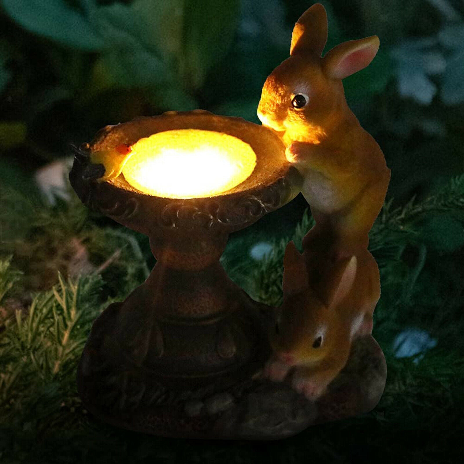 Home Rabbit Statue Courtyard Solar Light Yard Decoration Lighting Craft