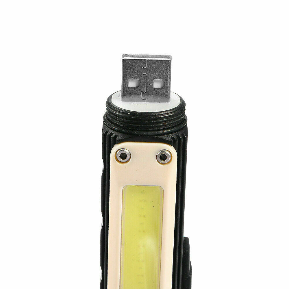 USB Rechargeable Magnetic Work Flashlight Light LED COB Torch Headlight Camping