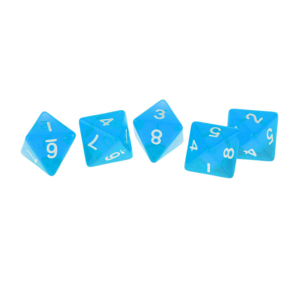 20x Blue Acrylic Polyhedral Dices D4 D6 D8 D12 Die for Roleplaying Supplies