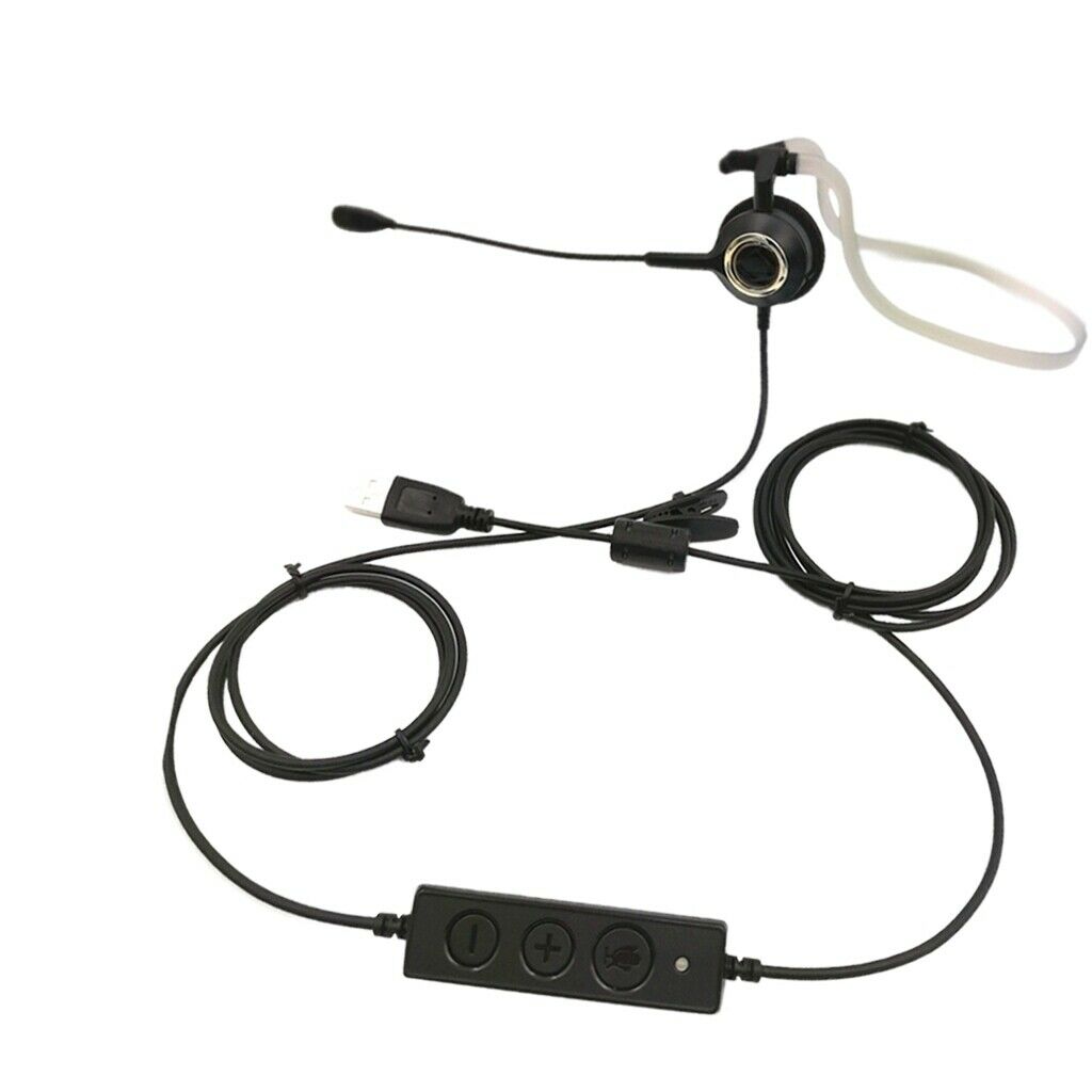 Rear Mounted Monaural Noise Cancelling Neckband USB Port Headset with Mic