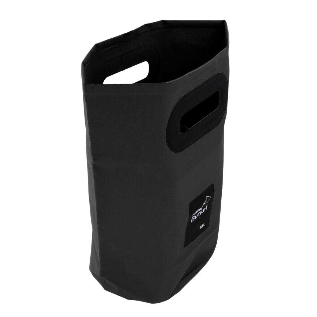 Camping Folding Storage Bucket Outdoor Barrel with Carry Handle Black