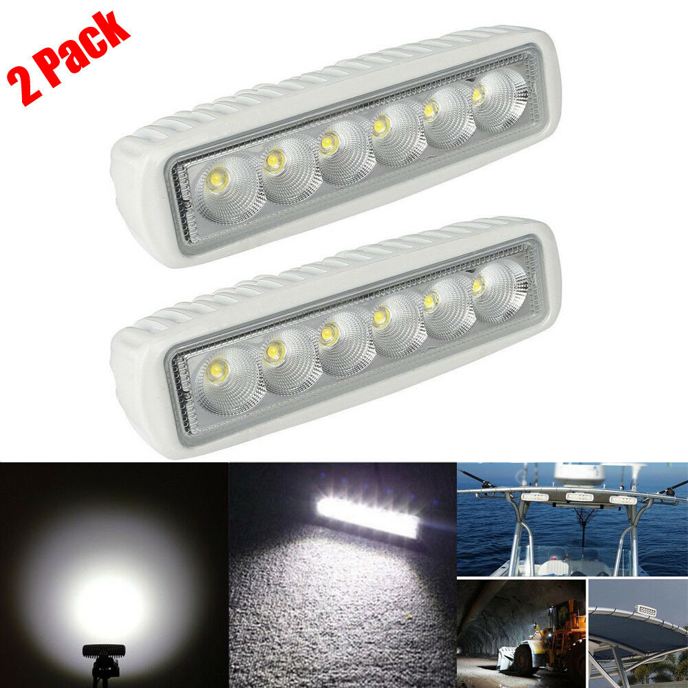 2x White Spreader LED Deck/Marine Lights for Boat Spot Light 12-30V 18W