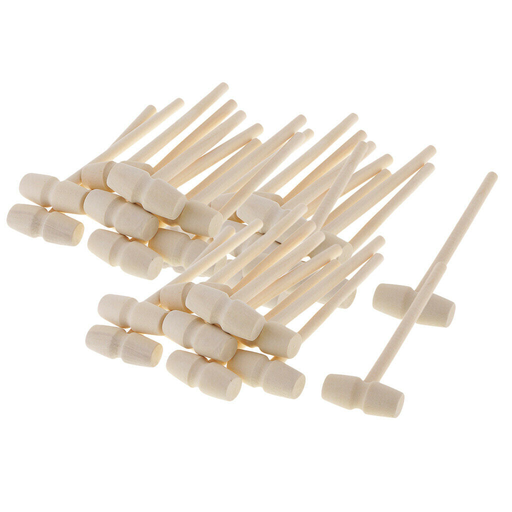 30 Pcs Wooden Mallet Hammer DIY Unfinished Hammer Watch Repair Tool