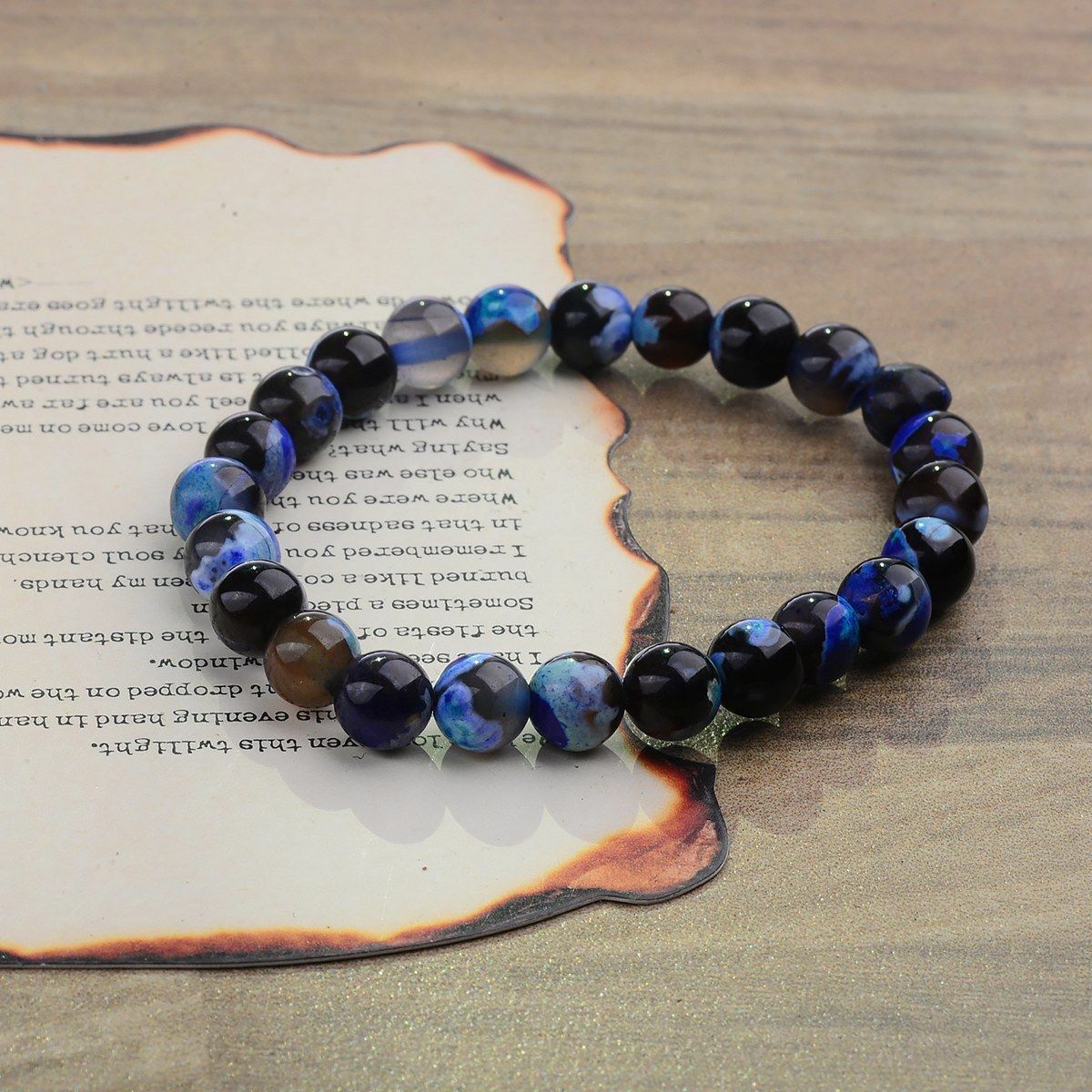 8MM Man Wowan Fashion Mini Blue Beaded Cuff Charm Bangle Natural Stone Bracelets