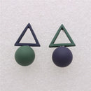 Personality Asymmetric Colorful Triangle Ball Circle Stud Earrings for Women