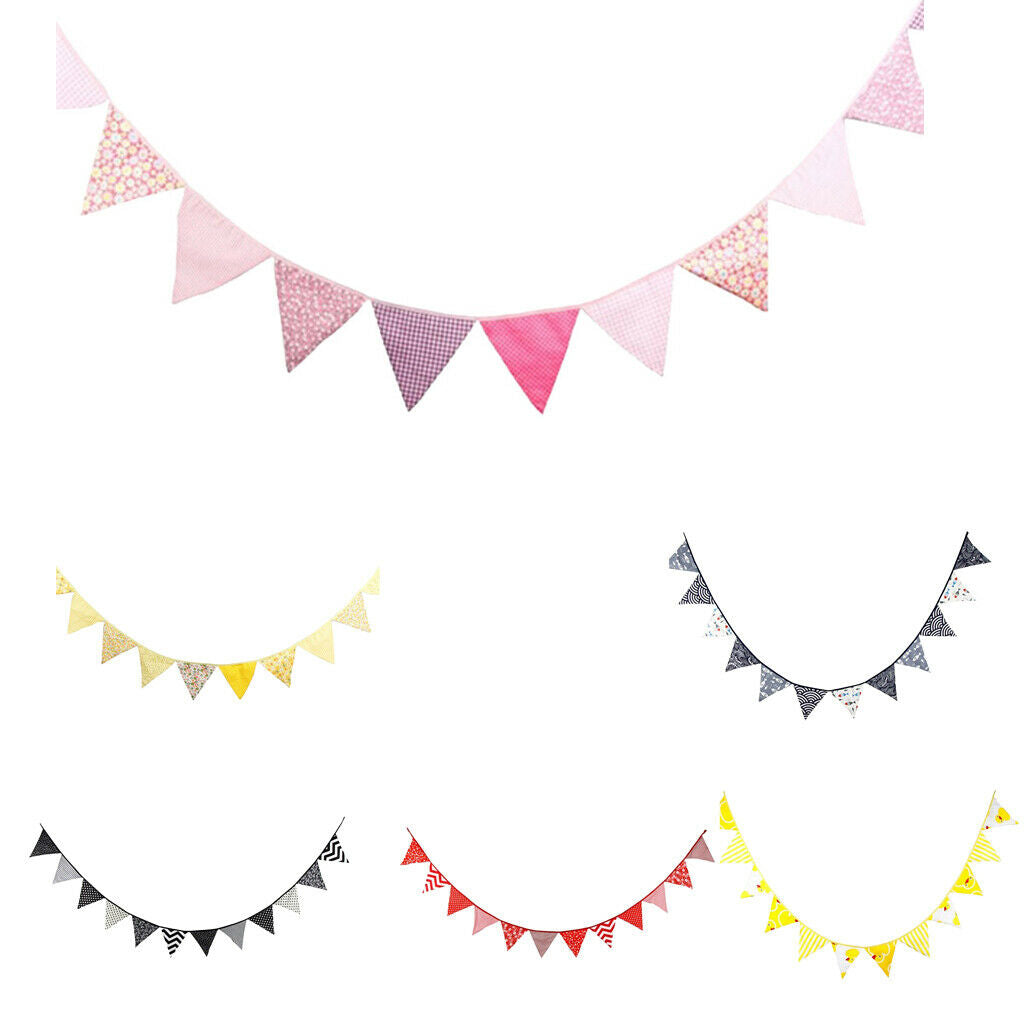 Triangle Bunting Banner w/12 Flag Photography Prop Party Decor Yellow 3.2m