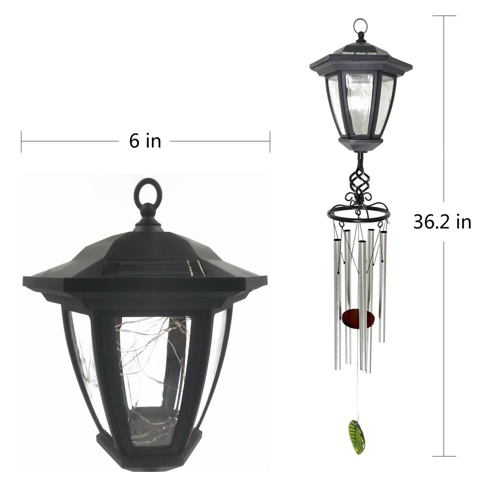 Solar Powered LED Lights w/Wind Chimes Yard Decoration Waterproof Ornament