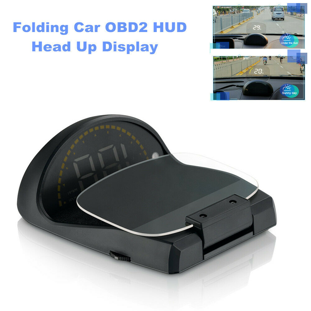 Folding Auto Car OBD2 HUD Mirror Head Up Display Speed Projector RPM Temperature