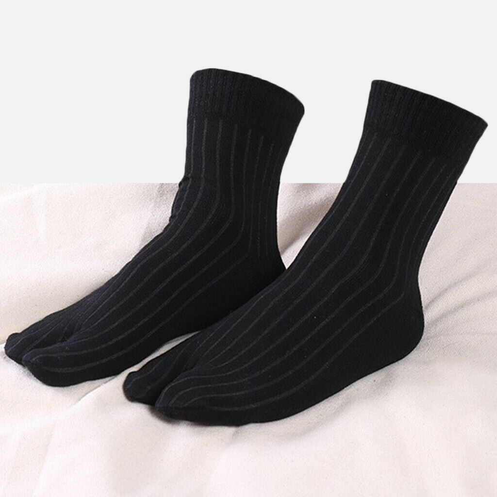 5 Pairs Stretchy Pure Cotton Ankle 2 Toe Socks Stripes Tabi Socks Breathable
