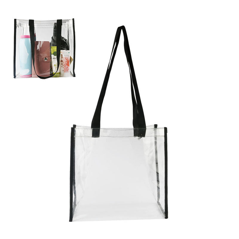 Women Cosmetic Bag Reusable Shoulder Bag Handbag PVC Clear Street Beach Totes