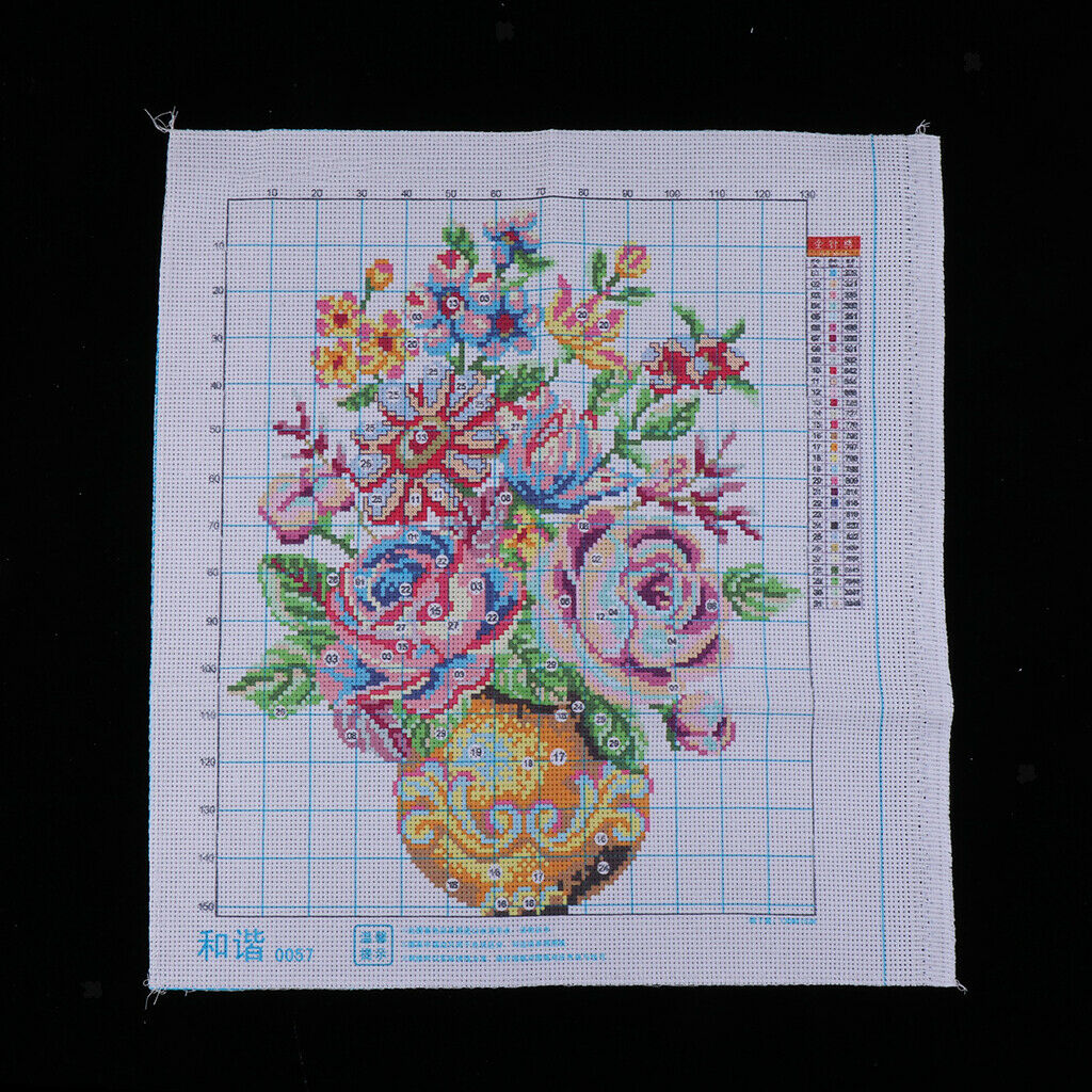 Stamped Cross Stitch Kits - Flower Vase Pattern 11CT Embroidery Needlecrafts
