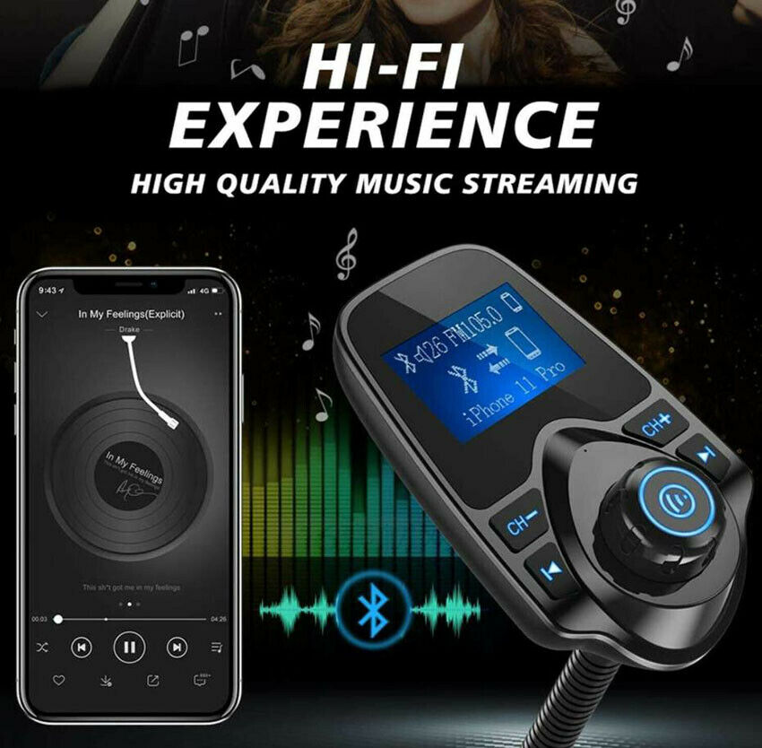 Car FM Transmitter Wireless Bluetooth Handsfree Kit MP3 Player USB Charger AUX