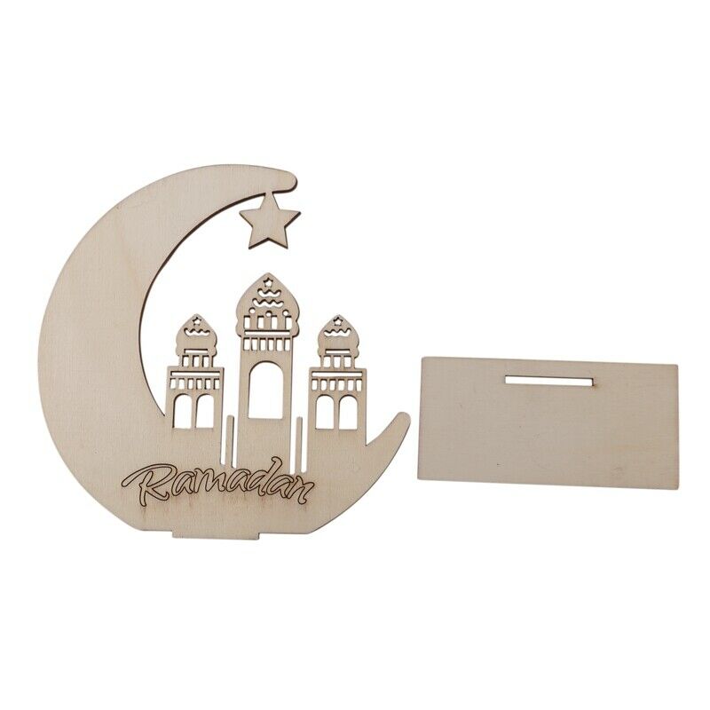 Ramadan Wooden Eid Mubarak Decoration Moon Islam Mosque Muslim Wooden Plaque HY6