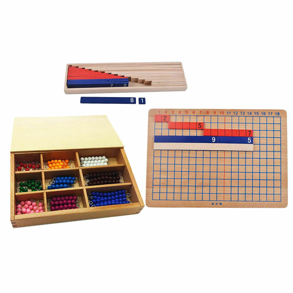 Wood Montessori Educational Math Strip Board with Bead Bars Festival Gift