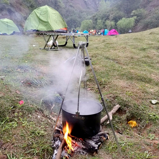 4LOutdoor Aluminium Big Pot Camping Hanging Pot Cookware Pot Cooking Picnic