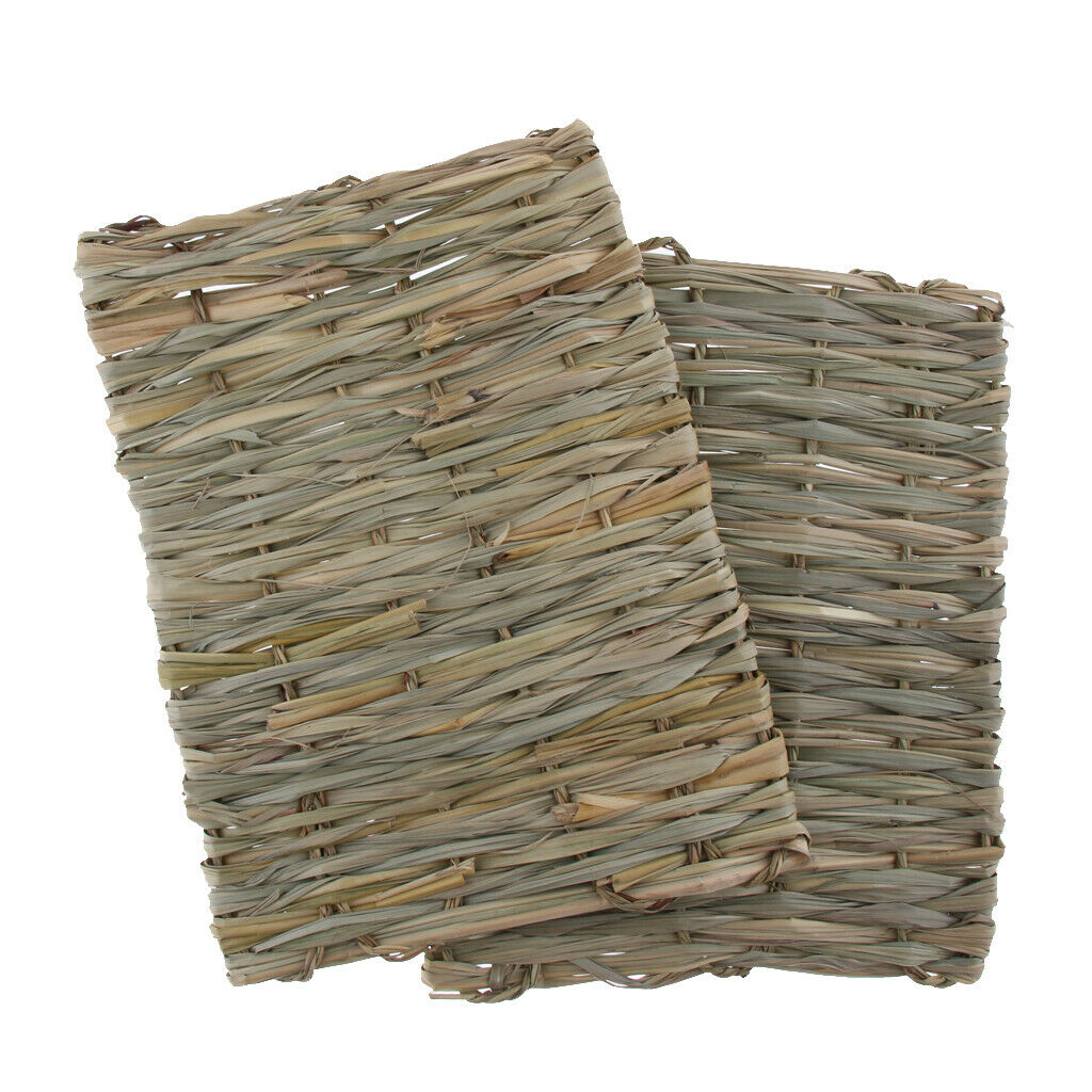 2x Handwoven Straw Rabbit Cage Mat Hamster Rabbit Squirrel House Sleep Bed