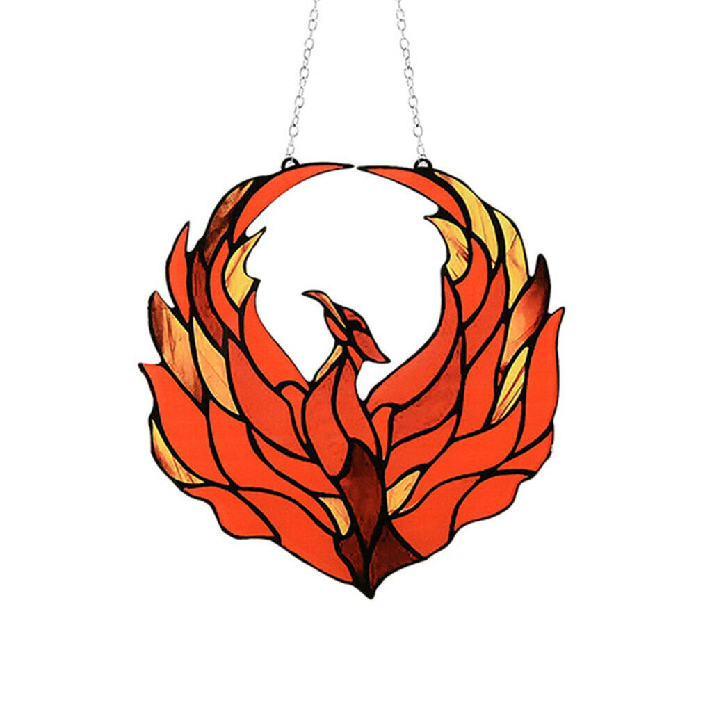Phoenix Birds Stained Glass Acrylic Art Suncatcher Outdoor Windows Hanging