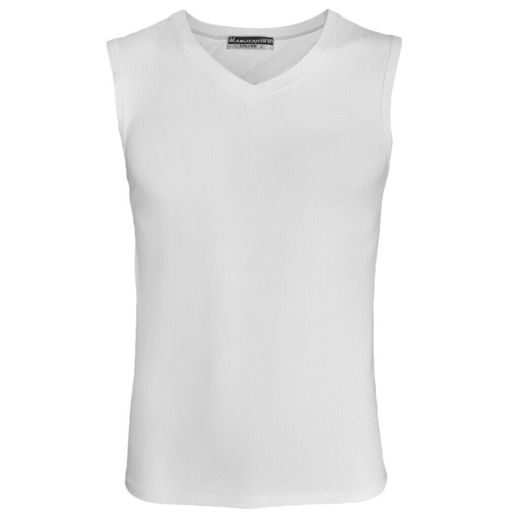 Mens Plain Vests Cotton Gym Top Summer Training Tee XL White