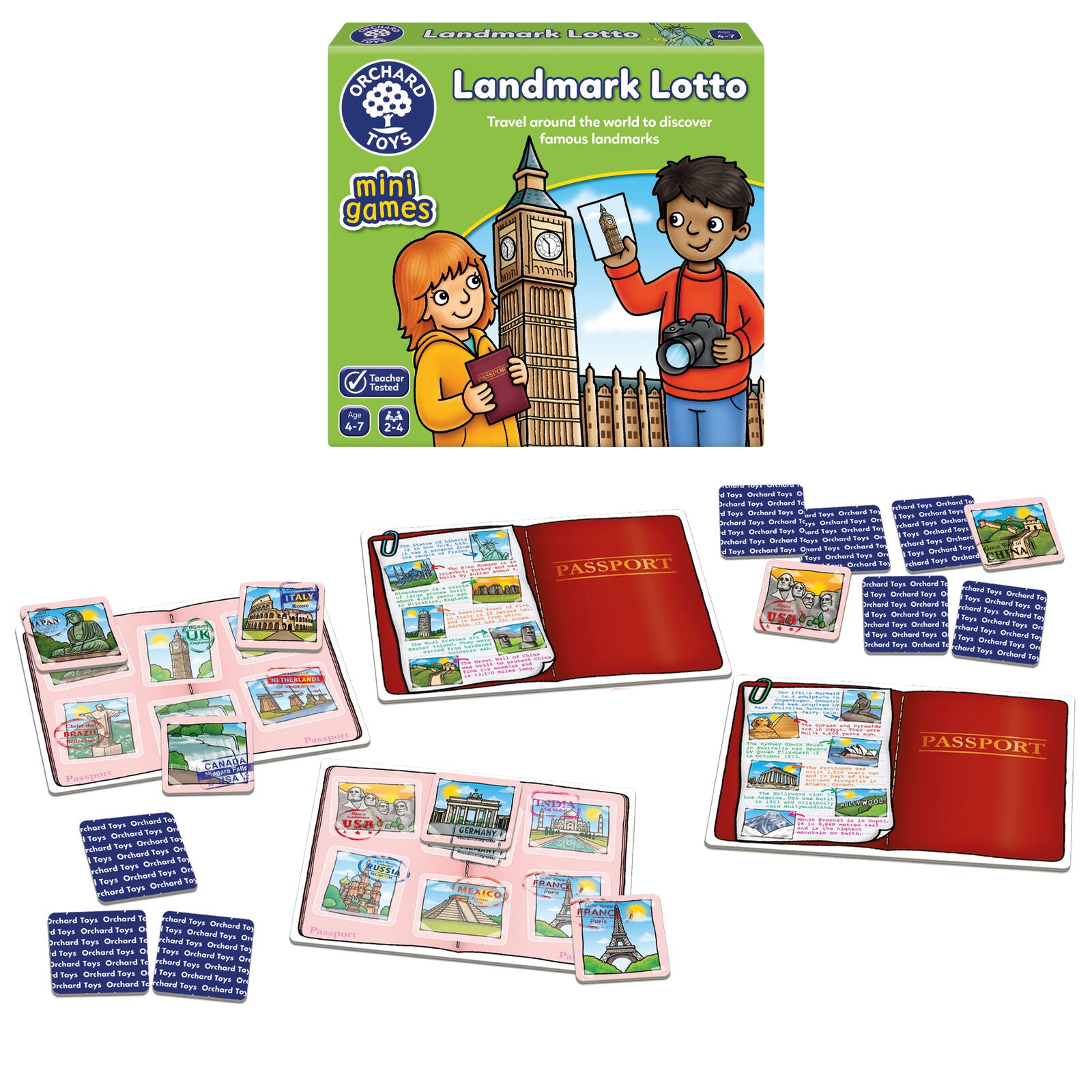 Orchard Toys 364 Landmark Lotto Mini Game Travel Size Card Match Game Children 3