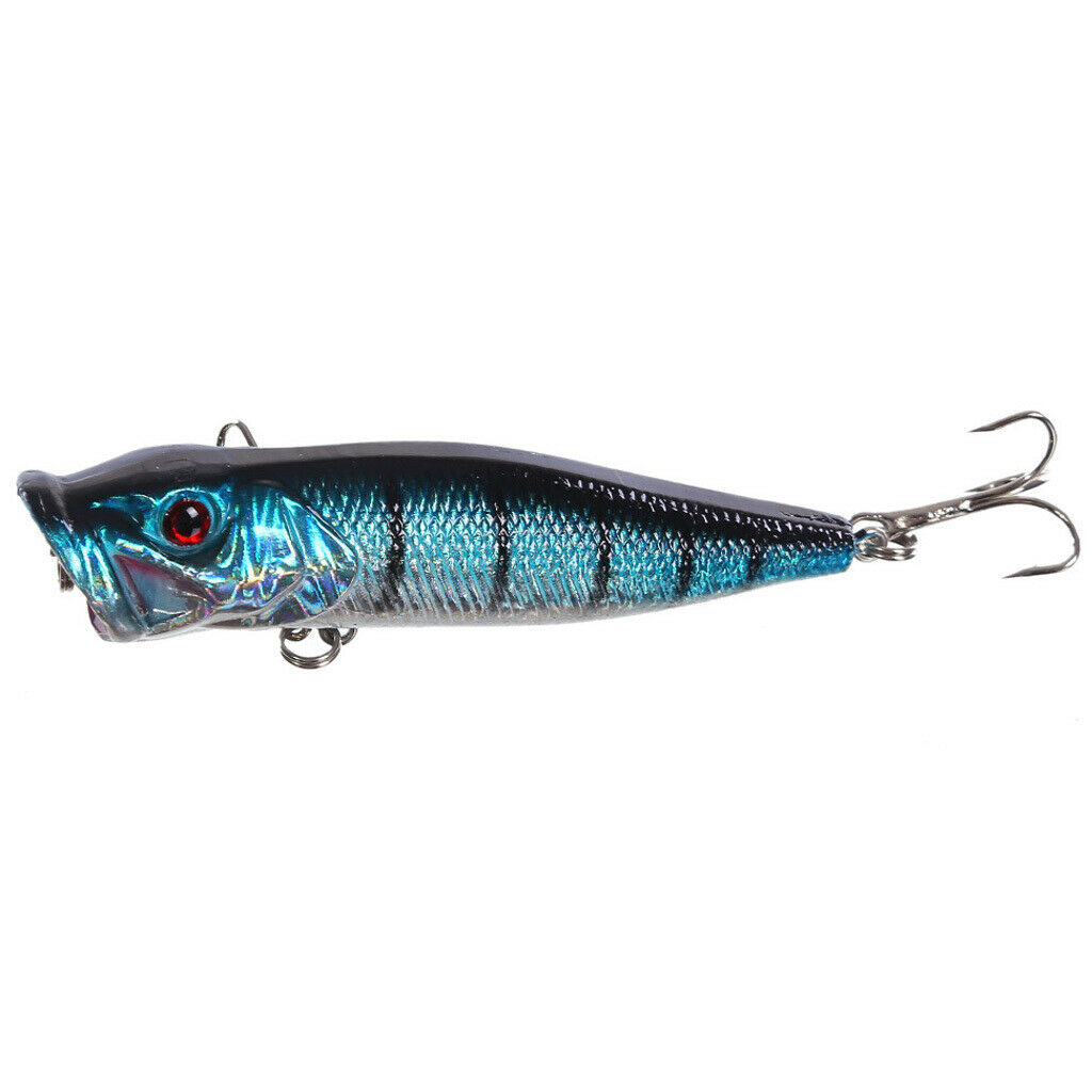 5pcs Fishing Topwater Floating Popper Lures Treble Hooks Hard Bait Crankbait