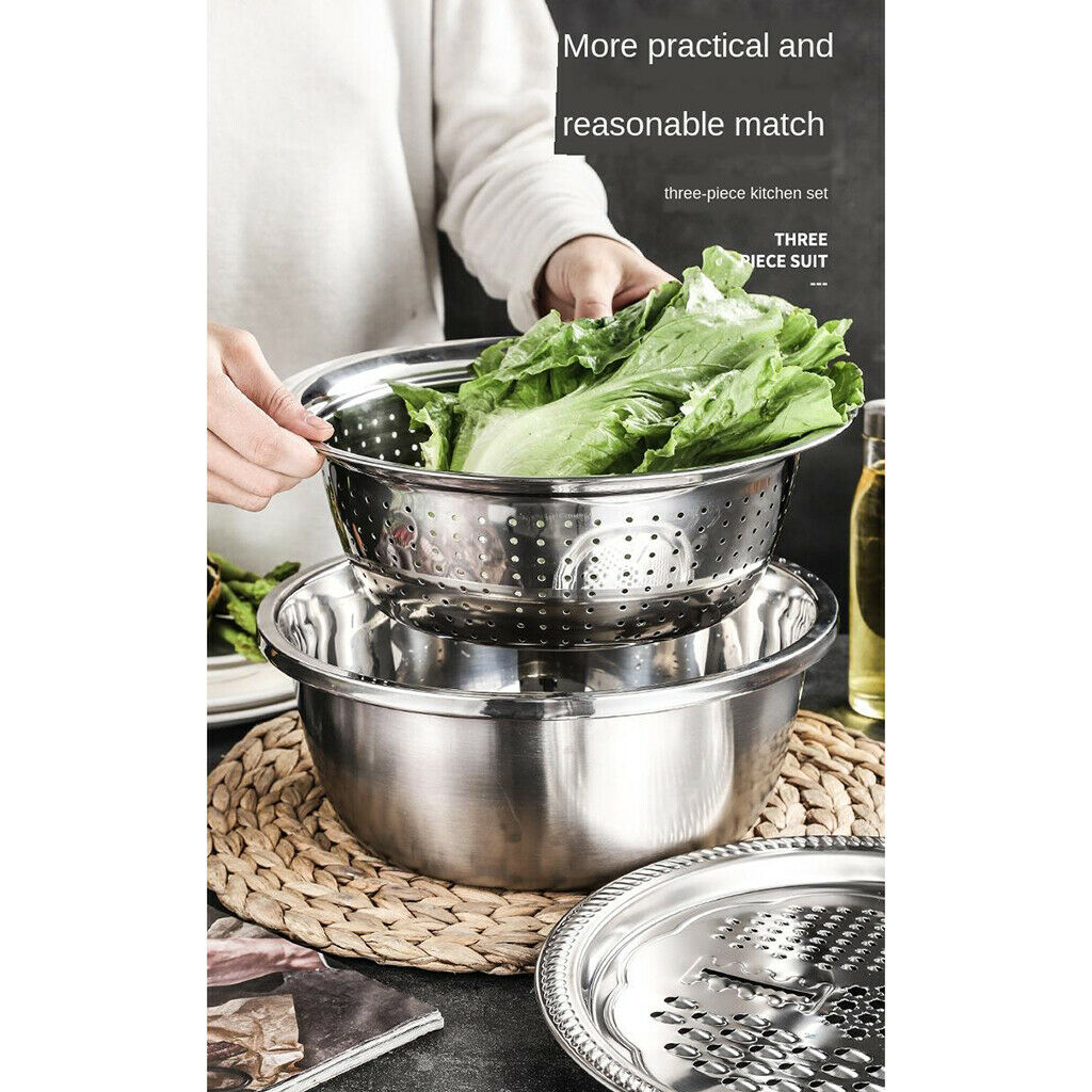 Micro-Perforated Colander Basket with Grater and Water Retaining Bowl