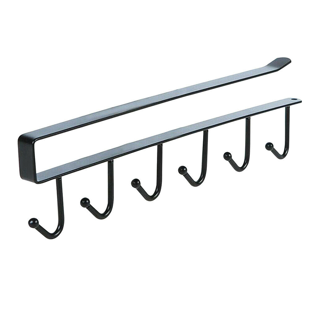 Kitchen Cupboard Storage Shelf Holder 6 Hook Under Cabinet Rack Organiser