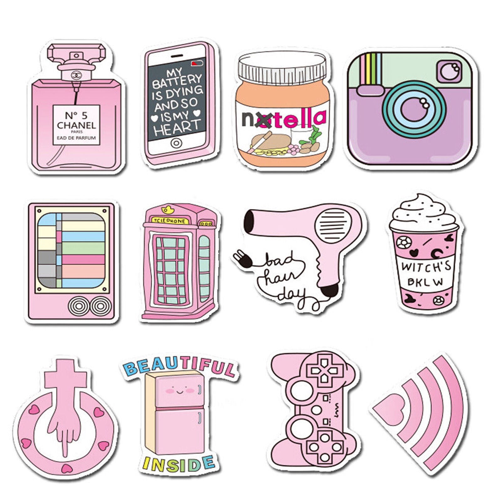 50Pcs Cartoon Skateboard Stickers Motorcycle Car Laptop Luggage Decals For Girls