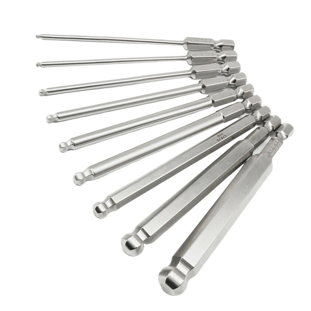 100mm Magnetic Ball Hexagon Screwdriver Bits H1.5-10 1/4 Shank Hand Tools