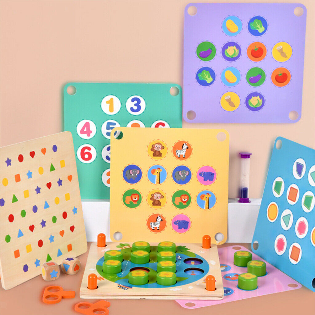 Wooden Memory Matching Game Puzzle Board Memory Practice Learning for Kids