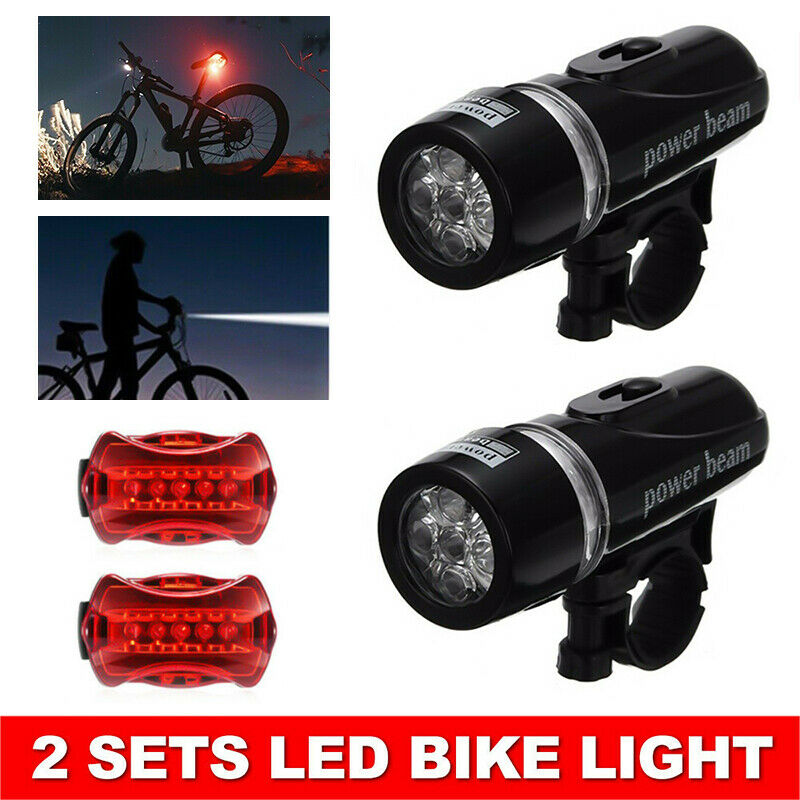 Bike Bicycle Light 5 LED Rear Safety+Front Head FLASHLIGHT Waterproof Lamp