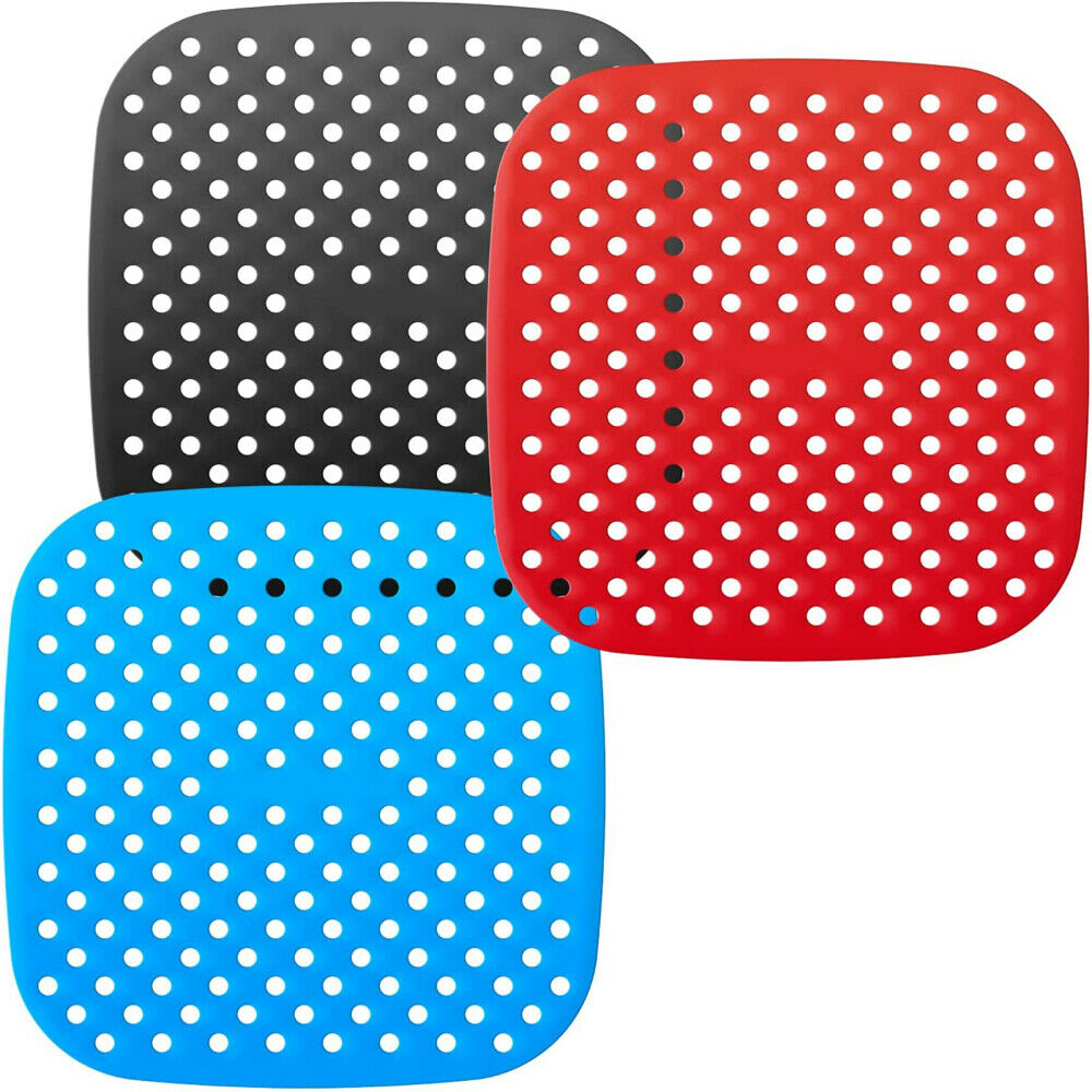 3 Pcs Reusable Air Fryer Liners Non-Stick Silicone Basket Mats BPA Free
