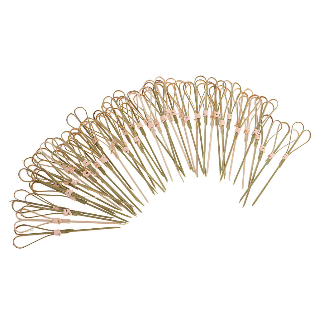 50 Pieces Rustic Bamboo Cocktail Picks Drink Stirrer Fruit Cake Food Sticks