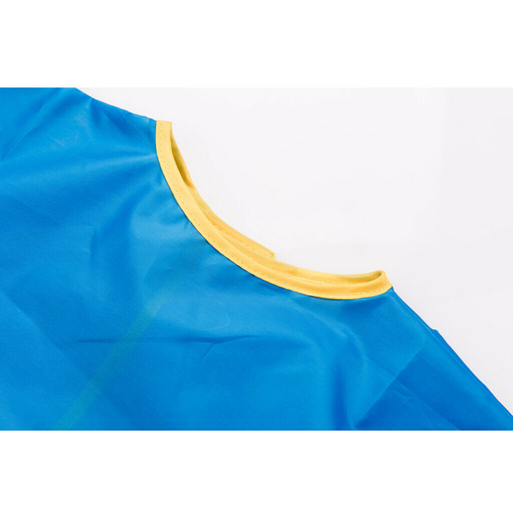 2pcs Waterproof Children's Clothing Painting Apron with Sleeves Home Blue +  M