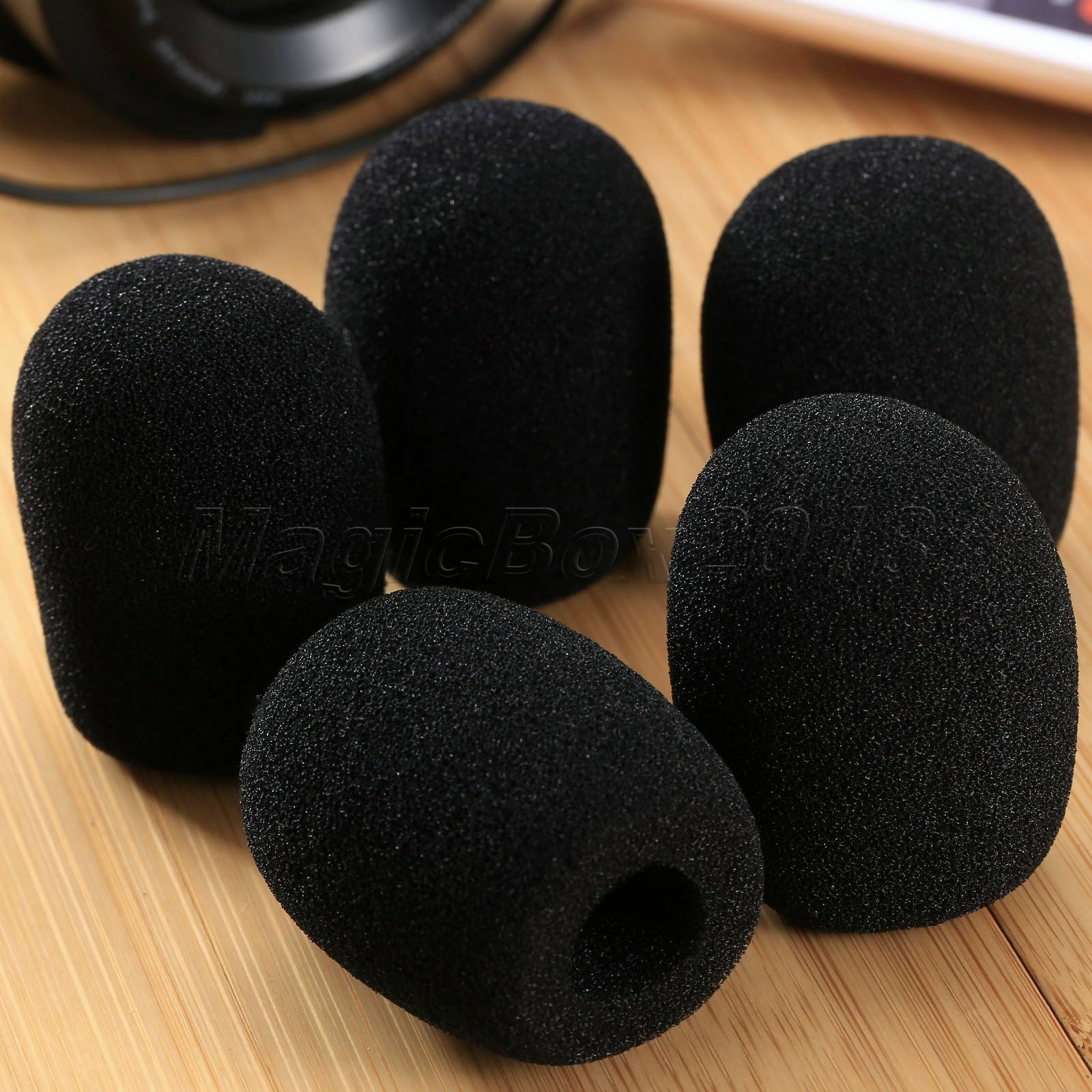 5Pcs 45x15mm Black Mini Karaoke DJ Microphone Windscreen Sponge Foam Mic Cover