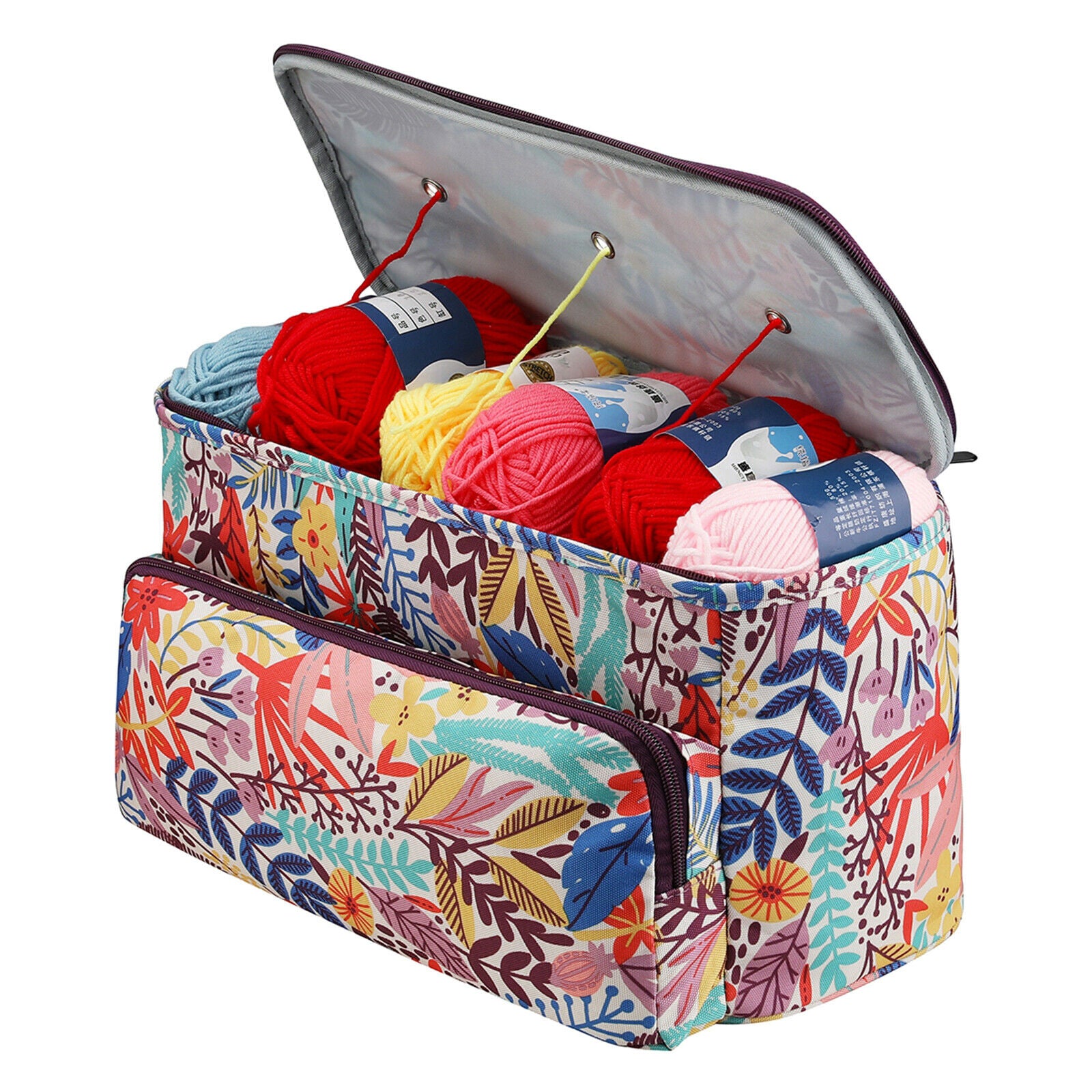 Yarn Storage Knitting Wool Bag Crochet Needles Tote Organizer Sewing Tool Holder