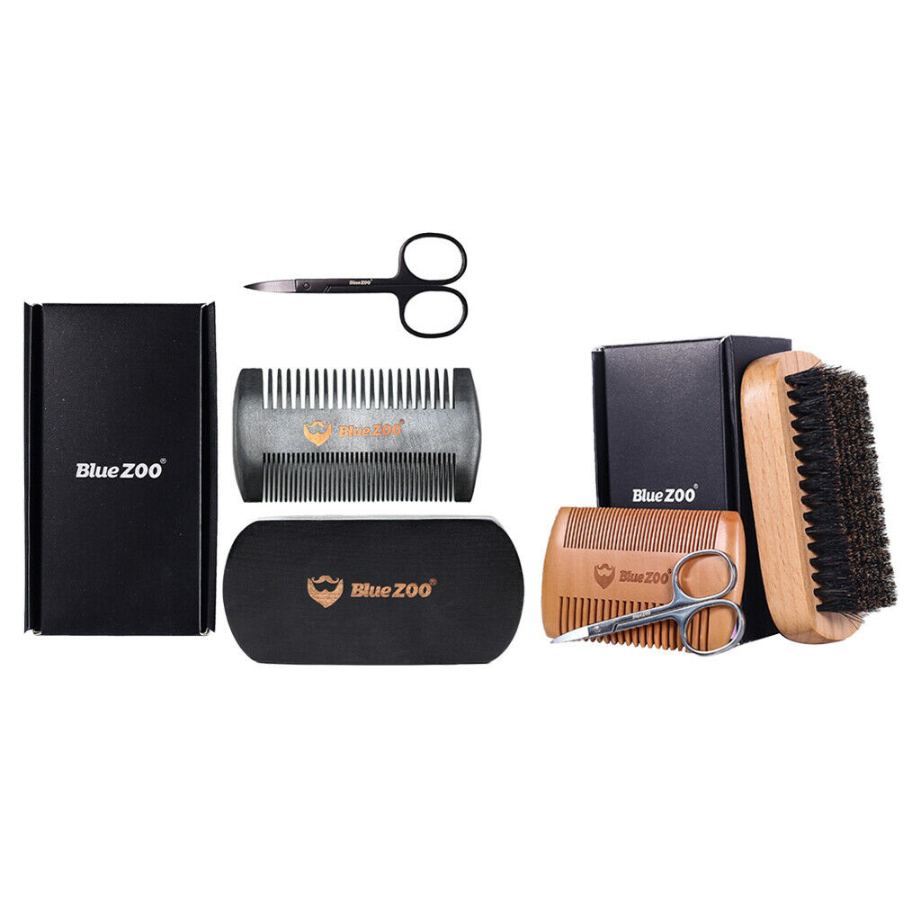 2 Set Mens Beard Grooming Kit with Comb Scissors Brush Set for husband