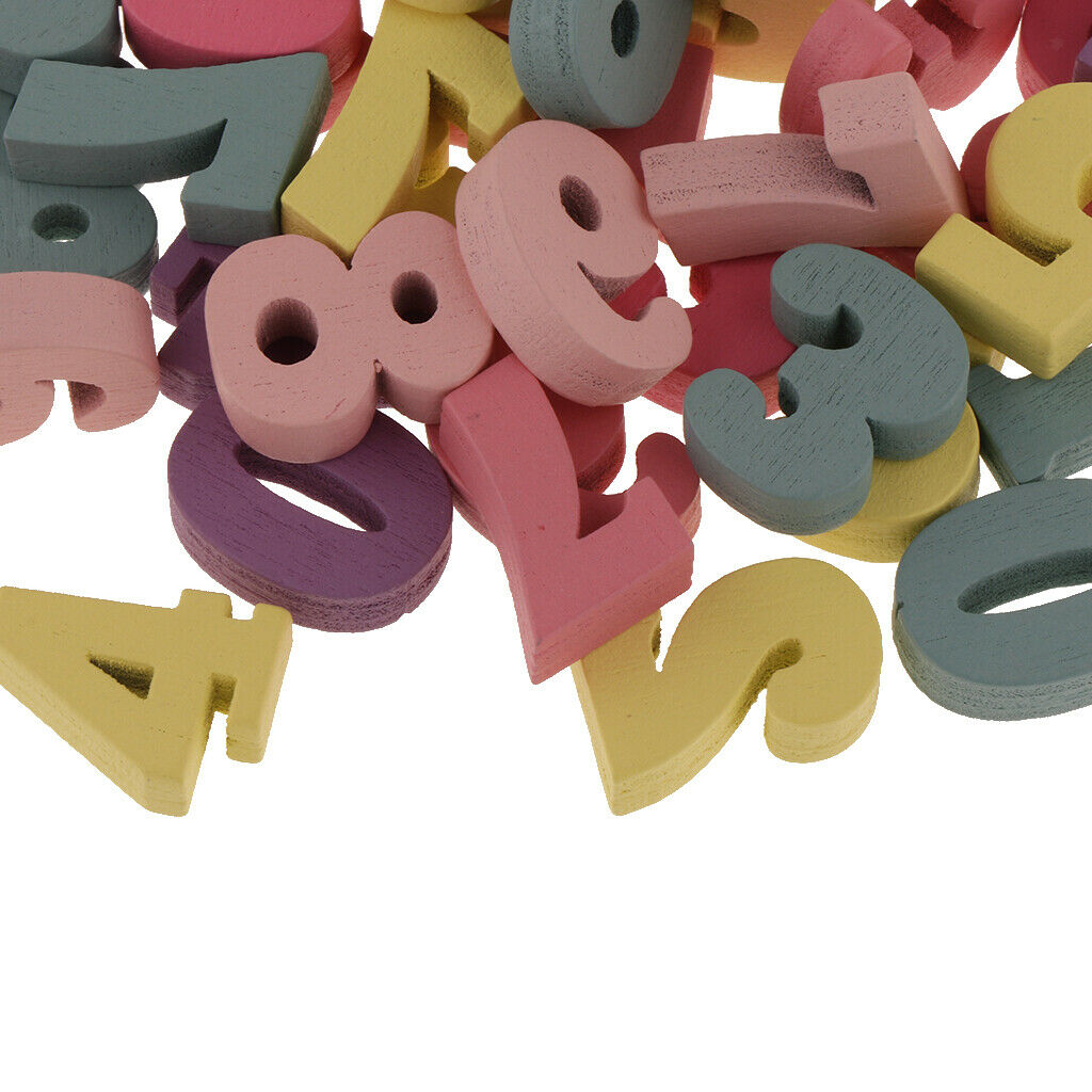 100pcs Wood Embellishments Wooden Numbers Scrapbooking DIY Craft Kids Toys